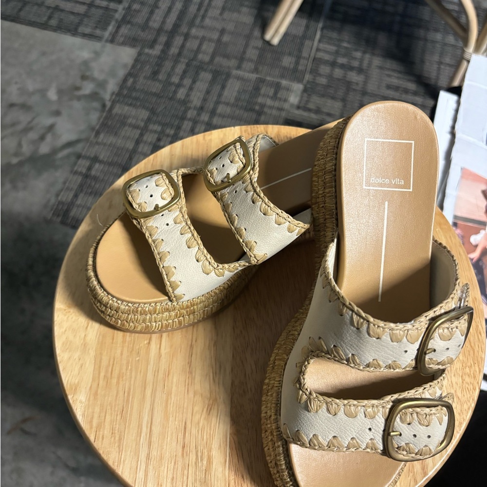 Dolce Vita Tan and Cream Sandals